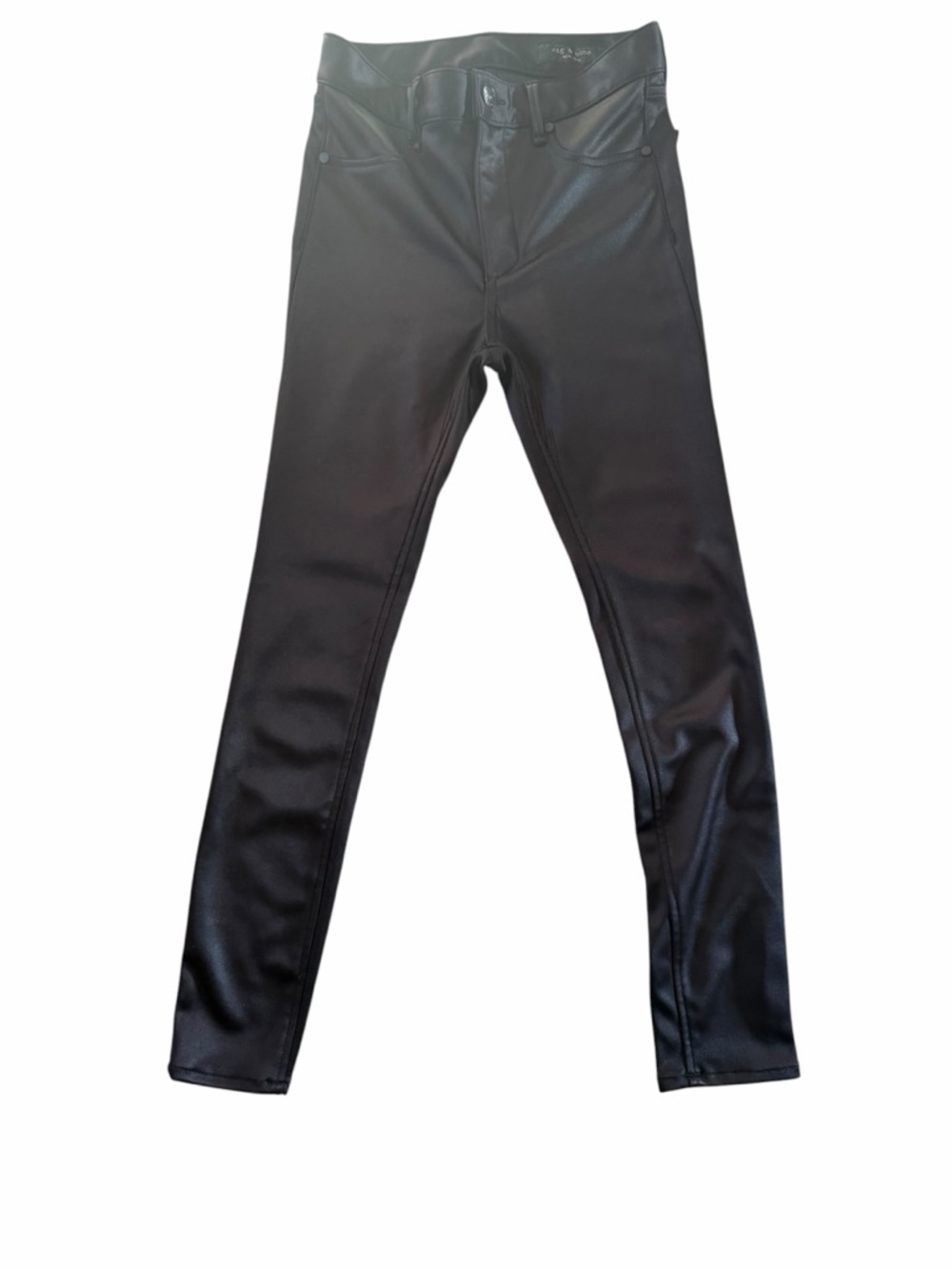 rag & bone Black High-Rise Shiny Sateen Skinny Pant Size 24